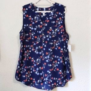 Croft & Barrow size 2x Navy floral tank